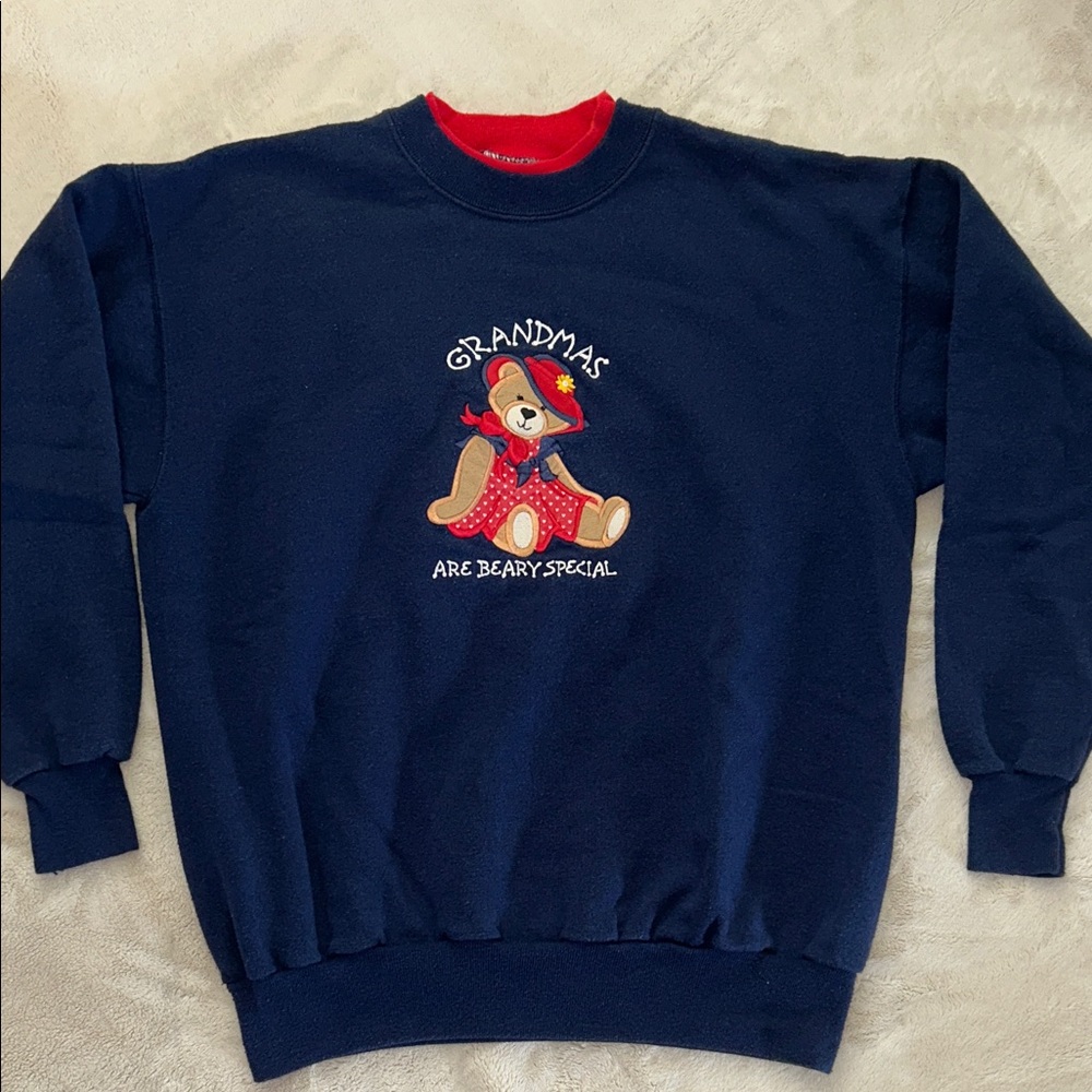 Navy Blue Grandma Bear Sweater